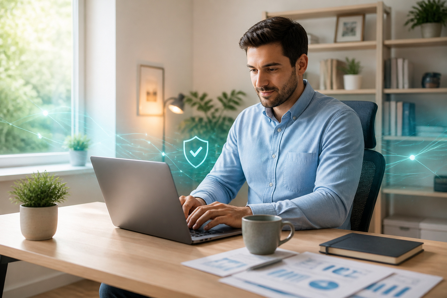 Professionnel concentre dans un bureau moderne